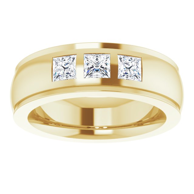 1/2 CTW Natural Diamond Band, 6 mm, Accented Stepped-Edge Comfort-Fit