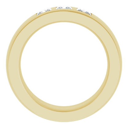 1/2 CTW Natural Diamond Band, 6 mm, Accented Stepped-Edge Comfort-Fit