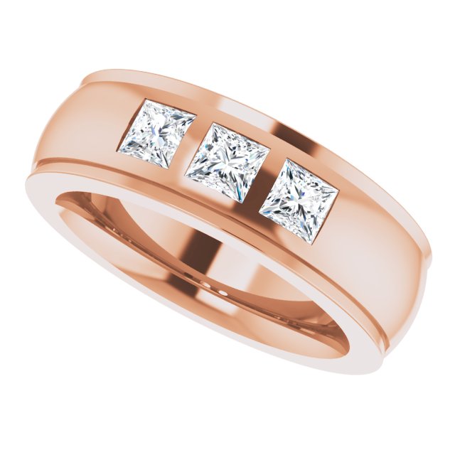 1/2 CTW Lab-Grown Diamond Band, 6 mm, Accented Stepped-Edge Comfort-Fit