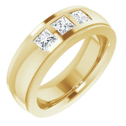 1/2 CTW Natural Diamond Band, 6 mm, Accented Stepped-Edge Comfort-Fit