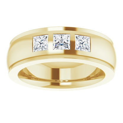 1/2 CTW Lab-Grown Diamond Band, 6 mm, Accented Stepped-Edge Comfort-Fit