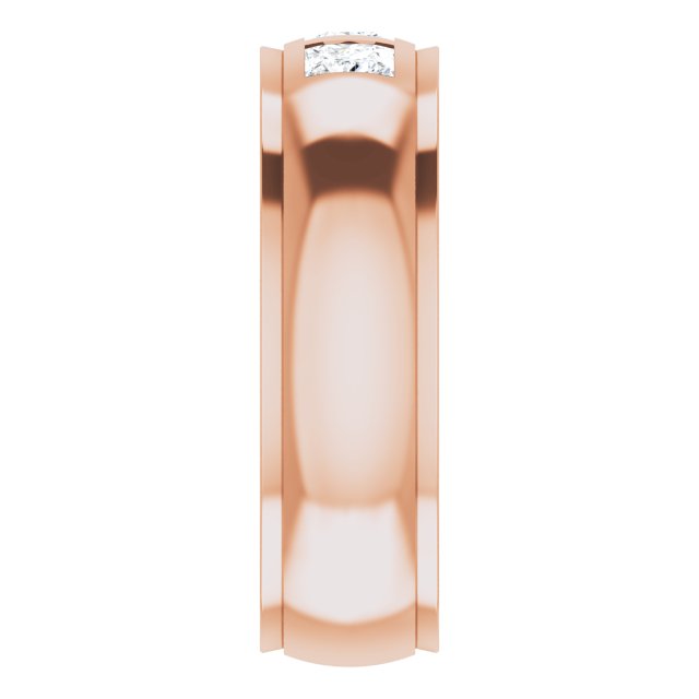 1/2 CTW Lab-Grown Diamond Band, 6 mm, Accented Stepped-Edge Comfort-Fit