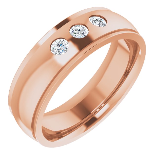 1/5 CTW Natural Diamond Band, 6 mm, Accented Stepped-Edge Comfort-Fit