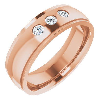 1/5 CTW Natural Diamond Band, 6 mm, Accented Stepped-Edge Comfort-Fit
