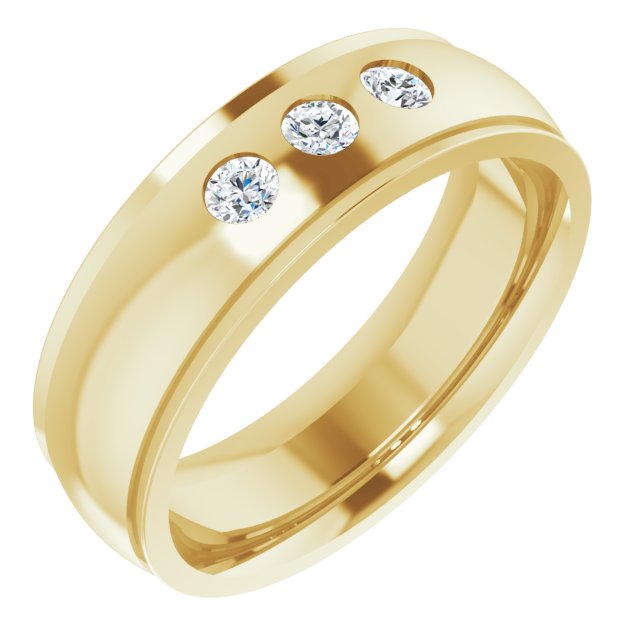 1/5 CTW Natural Diamond Band, 6 mm, Accented Stepped-Edge Comfort-Fit