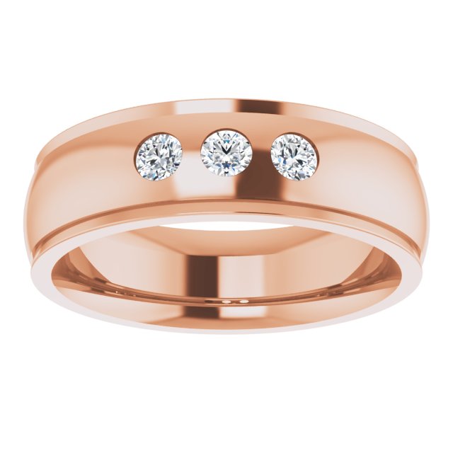 1/5 CTW Natural Diamond Band, 6 mm, Accented Stepped-Edge Comfort-Fit