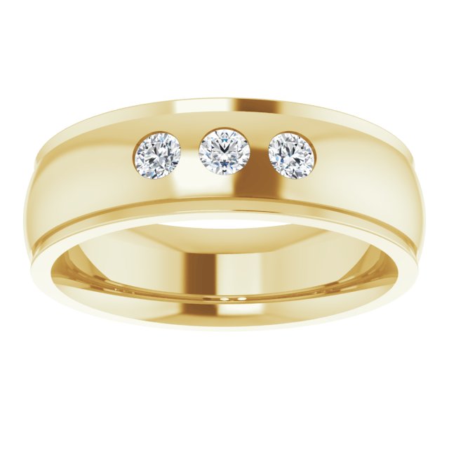 1/5 CTW Natural Diamond Band, 6 mm, Accented Stepped-Edge Comfort-Fit