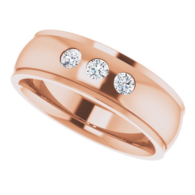 1/5 CTW Natural Diamond Band, 6 mm, Accented Stepped-Edge Comfort-Fit