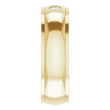 1/5 CTW Natural Diamond Band, 6 mm, Accented Stepped-Edge Comfort-Fit