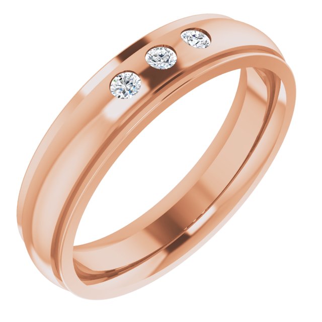 .06 CTW Lab-Grown Diamond Band, 4 mm, Accented Stepped-Edge Comfort-Fit