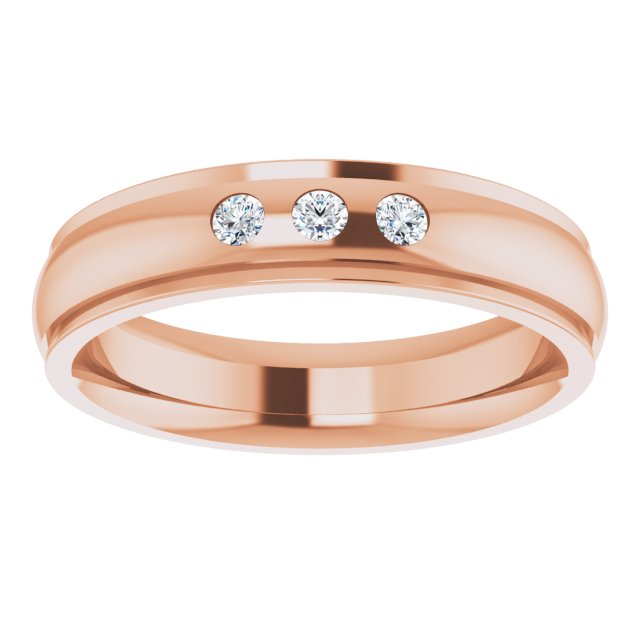 .06 CTW Natural Diamond Band, 4 mm, Accented Stepped-Edge Comfort-Fit