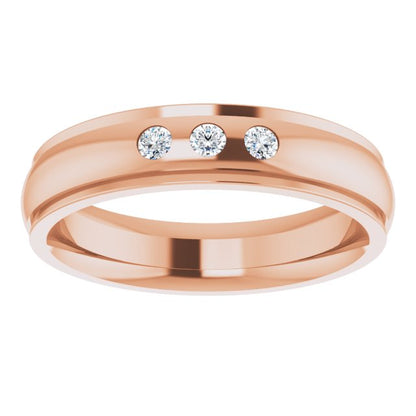 .06 CTW Natural Diamond Band, 4 mm, Accented Stepped-Edge Comfort-Fit
