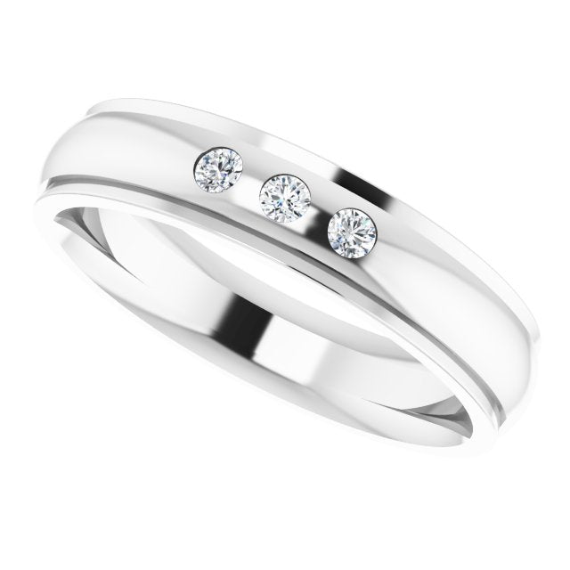 .06 CTW Natural Diamond Band, 4 mm, Accented Stepped-Edge Comfort-Fit