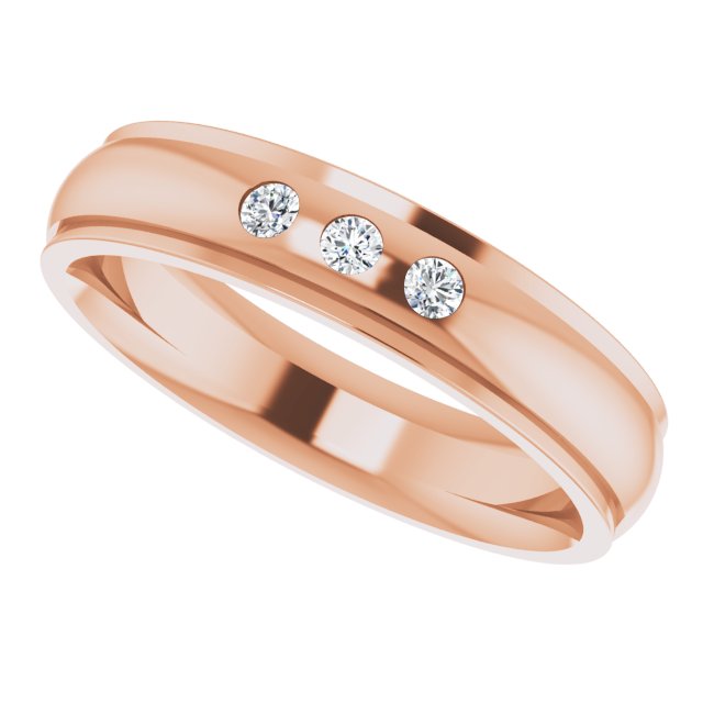 .06 CTW Natural Diamond Band, 4 mm, Accented Stepped-Edge Comfort-Fit