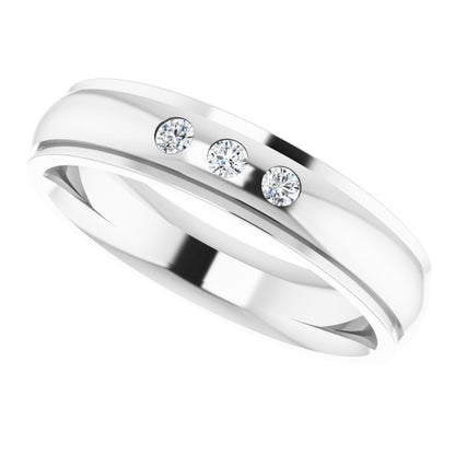 .06 CTW Lab-Grown Diamond Band, 4 mm, Accented Stepped-Edge Comfort-Fit
