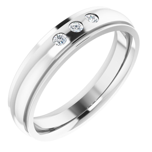 .06 CTW Natural Diamond Band, 4 mm, Accented Stepped-Edge Comfort-Fit