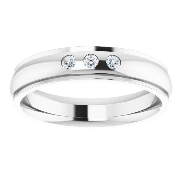 .06 CTW Natural Diamond Band, 4 mm, Accented Stepped-Edge Comfort-Fit
