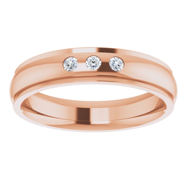.06 CTW Lab-Grown Diamond Band, 4 mm, Accented Stepped-Edge Comfort-Fit
