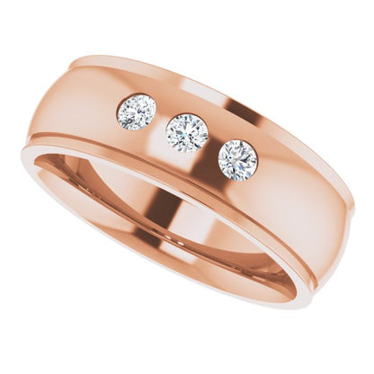 1/8 CTW Lab-Grown Diamond Band, 4 mm, Accented Stepped-Edge Comfort-Fit