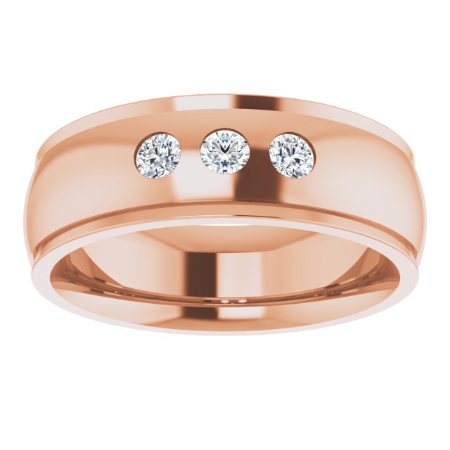 1/8 CTW Lab-Grown Diamond Band, 4 mm, Accented Stepped-Edge Comfort-Fit