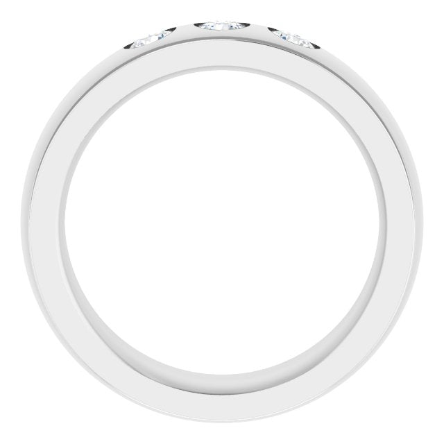 1/4 CTW Lab-Grown Diamond Band, 6 mm, Accented Stepped-Edge Comfort-Fit