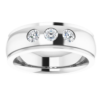 1/3 CTW Lab-Grown Diamond Band, 6 mm, Accented Stepped-Edge Comfort-Fit