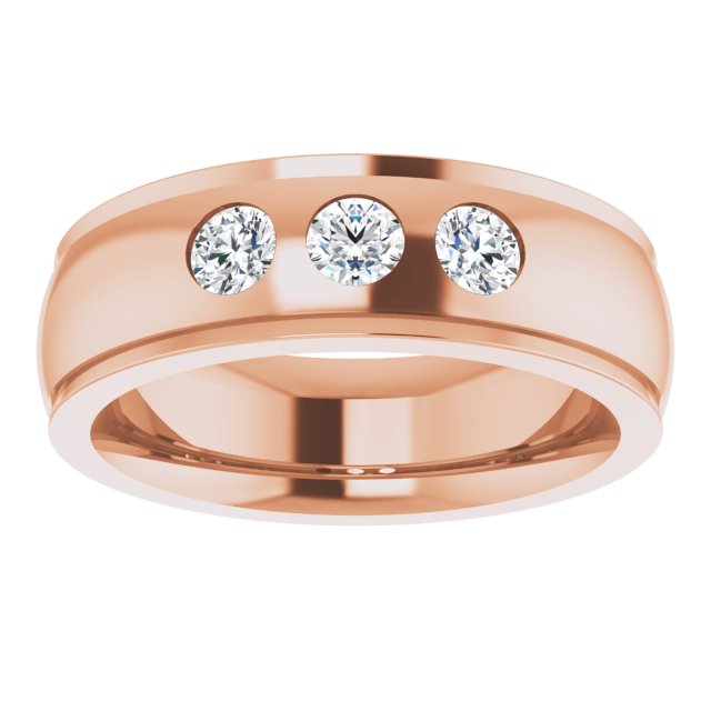 1/4 CTW Lab-Grown Diamond Band, 6 mm, Accented Stepped-Edge Comfort-Fit