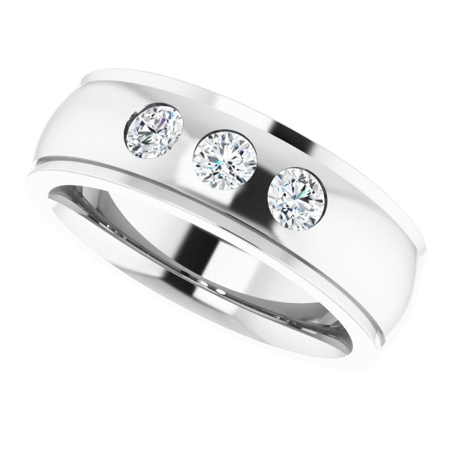 1/3 CTW Lab-Grown Diamond Band, 6 mm, Accented Stepped-Edge Comfort-Fit