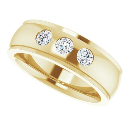 1/3 CTW Lab-Grown Diamond Band, 6 mm, Accented Stepped-Edge Comfort-Fit
