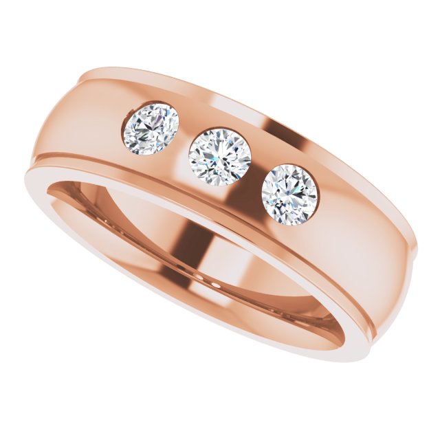 1/4 CTW Lab-Grown Diamond Band, 6 mm, Accented Stepped-Edge Comfort-Fit