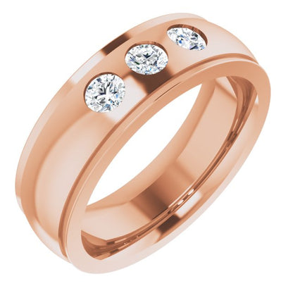 1/3 CTW Lab-Grown Diamond Band, 6 mm, Accented Stepped-Edge Comfort-Fit