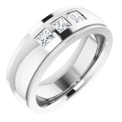 1/4 CTW Lab-Grown Diamond Band, 5 mm, Accented Stepped-Edge Comfort-Fit