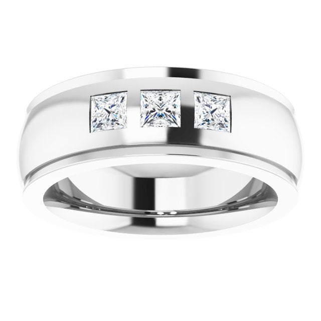 1/4 CTW Lab-Grown Diamond Band, 5 mm, Accented Stepped-Edge Comfort-Fit