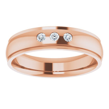 .08 CTW Natural Diamond Band, 5 mm, Accented Stepped-Edge Comfort-Fit