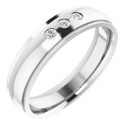 .08 CTW Natural Diamond Band, 5 mm, Accented Stepped-Edge Comfort-Fit