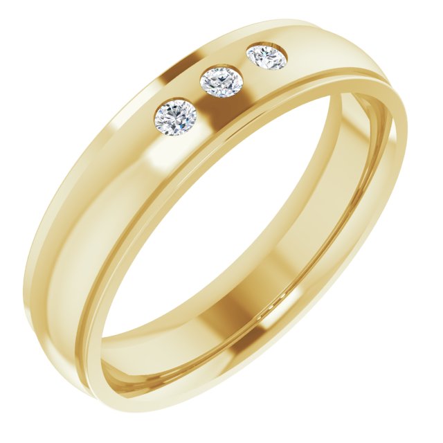 .08 CTW Natural Diamond Band, 5 mm, Accented Stepped-Edge Comfort-Fit