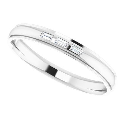 1/8 CTW Lab-Grown Diamond Band, 4 mm, Accented Stepped-Edge Comfort-Fit
