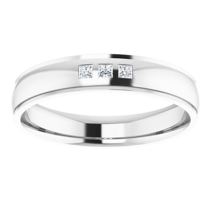 1/5 CTW Lab-Grown Diamond Band, 6 mm, Accented Stepped-Edge Comfort-Fit