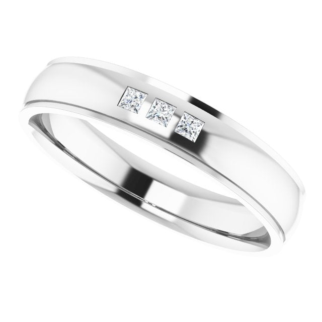 1/5 CTW Lab-Grown Diamond Band, 6 mm, Accented Stepped-Edge Comfort-Fit