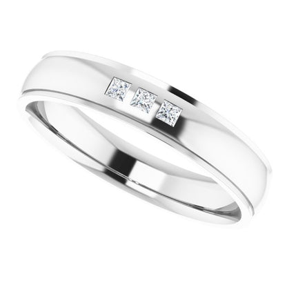 1/5 CTW Lab-Grown Diamond Band, 6 mm, Accented Stepped-Edge Comfort-Fit