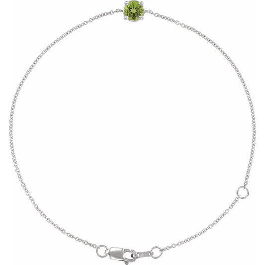 14K White Gold Natural Peridot 6 1/2-7-1/2" Bracelet