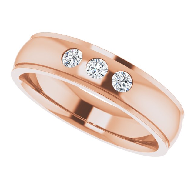 1/4 CTW Lab-Grown Diamond Band, 6 mm, Accented Stepped-Edge Comfort-Fit