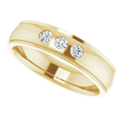1/4 CTW Natural Diamond Band, 6 mm, Accented Stepped-Edge Comfort-Fit
