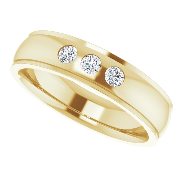 1/4 CTW Lab-Grown Diamond Band, 6 mm, Accented Stepped-Edge Comfort-Fit