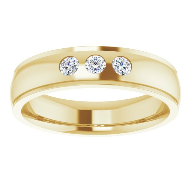 1/4 CTW Lab-Grown Diamond Band, 6 mm, Accented Stepped-Edge Comfort-Fit
