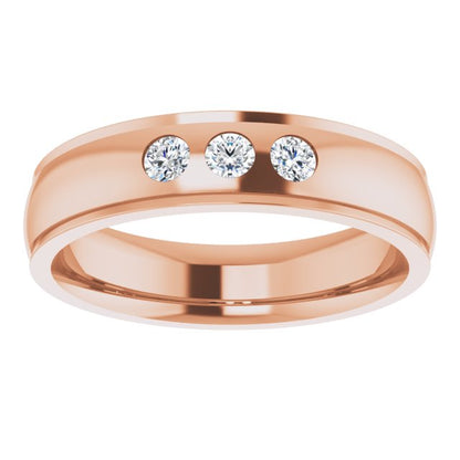 1/4 CTW Lab-Grown Diamond Band, 6 mm, Accented Stepped-Edge Comfort-Fit