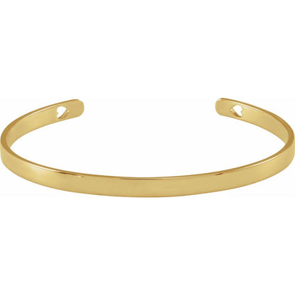 Engravable Pierced Heart Cuff 7" Bracelet