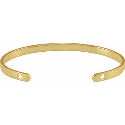 Engravable Pierced Heart Cuff 7" Bracelet