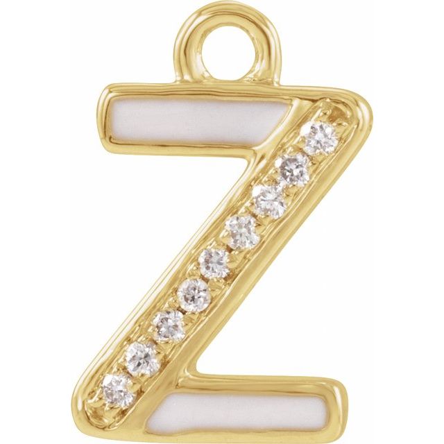 Petite Pavé® .03 CTW Natural Diamond Blush Enamel Initial Dangle