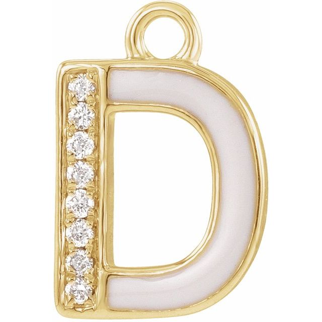 Petite Pavé® .025 CTW Natural Diamond Blush Enamel Initial Dangle